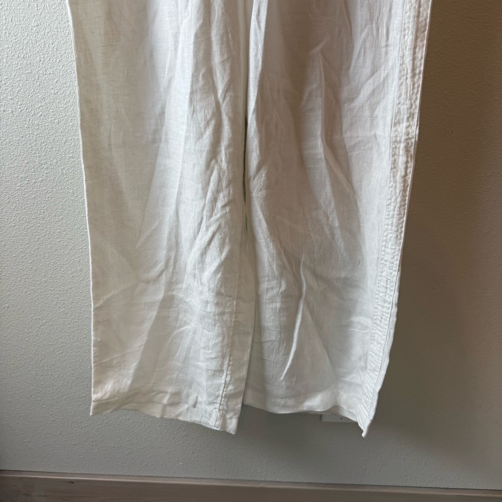 Athleta Cabo Linen Wide Leg Pant White Casual Athleisure Active Women’s Size 14 - Picture 5 of 12